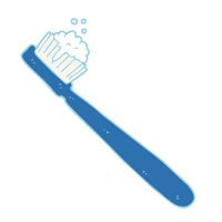 Toothbrush dipping into whitening powder icon