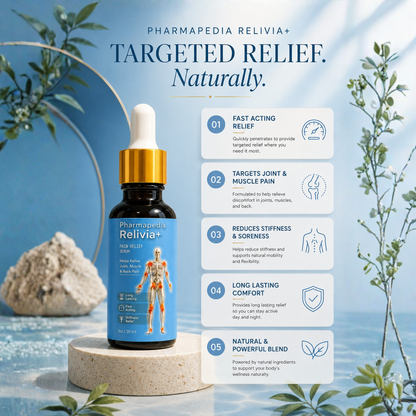 Pharmapedia Relivia+ Pain Relief Serum | Fast-Absorbing Joint, Muscle & Back Pain Relief Oil (30ml)