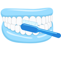 Toothbrush brushing teeth icon