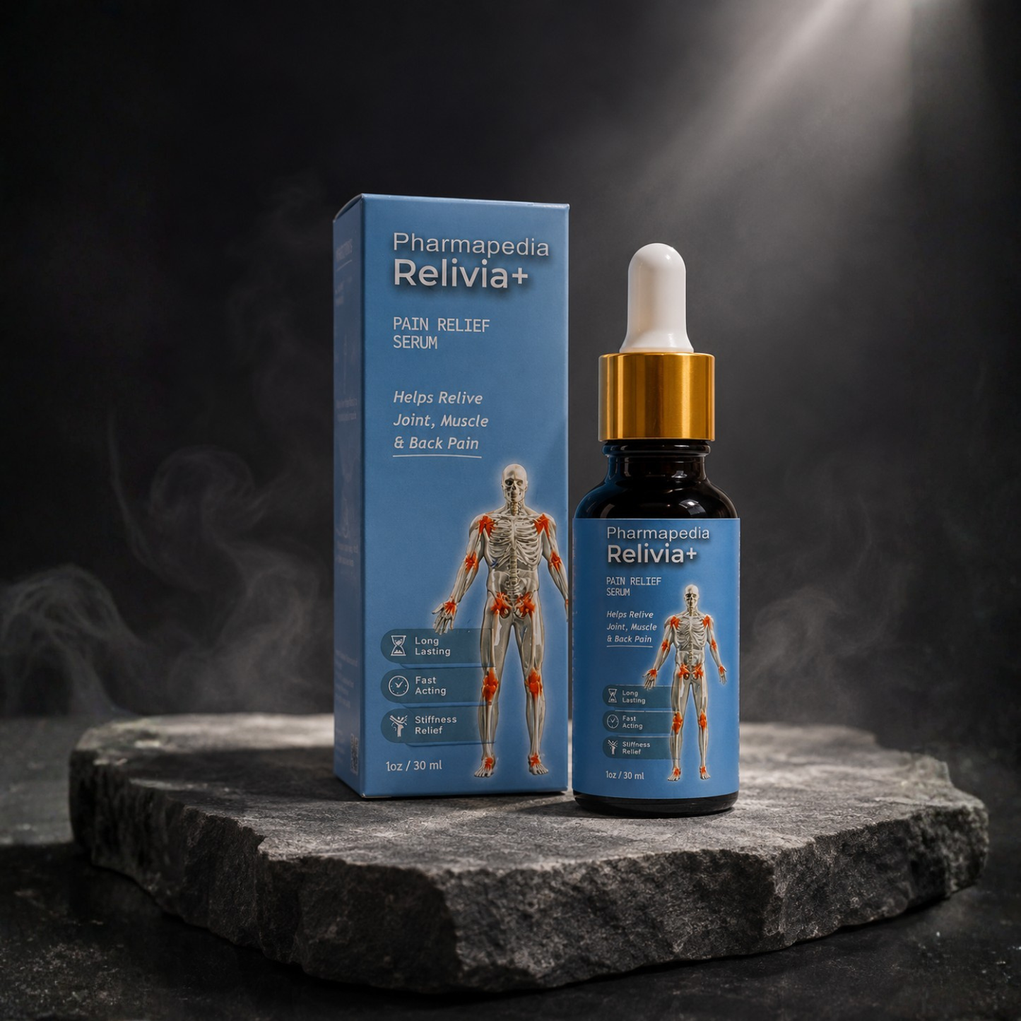 pharmapedia relivia+ pain relief serum | fast-absorbing joint, muscle & back pain relief oil (30ml)