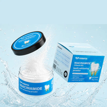 Pharmapedia Niacinamide Teeth Whitening Powder – Stain Remover for Sensitive Teeth